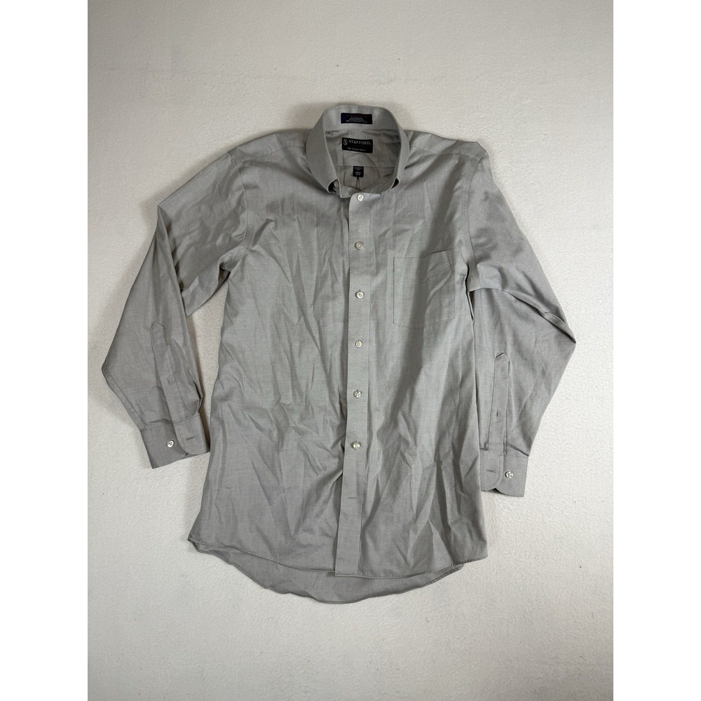 Stafford Performance Super Shirt Mens 15 1/2 32-33 Grey Classic Fit Dress Shirt